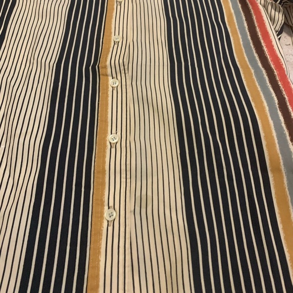 Vintage 70s Striped Blouse - High Neck Button Down - Retro Style Size Medium - Picture 4 of 5